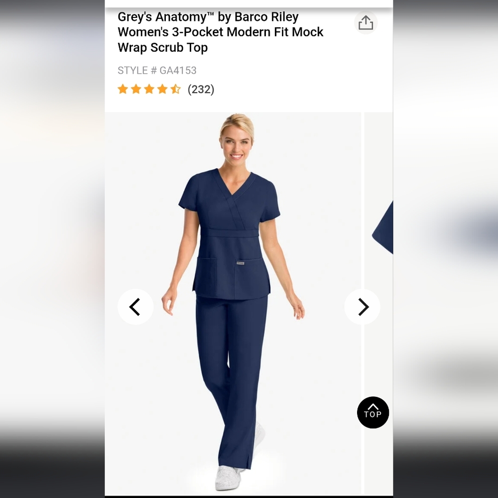 Grey's anatomy Riley healtcare scrub set,top & bottom,indigo